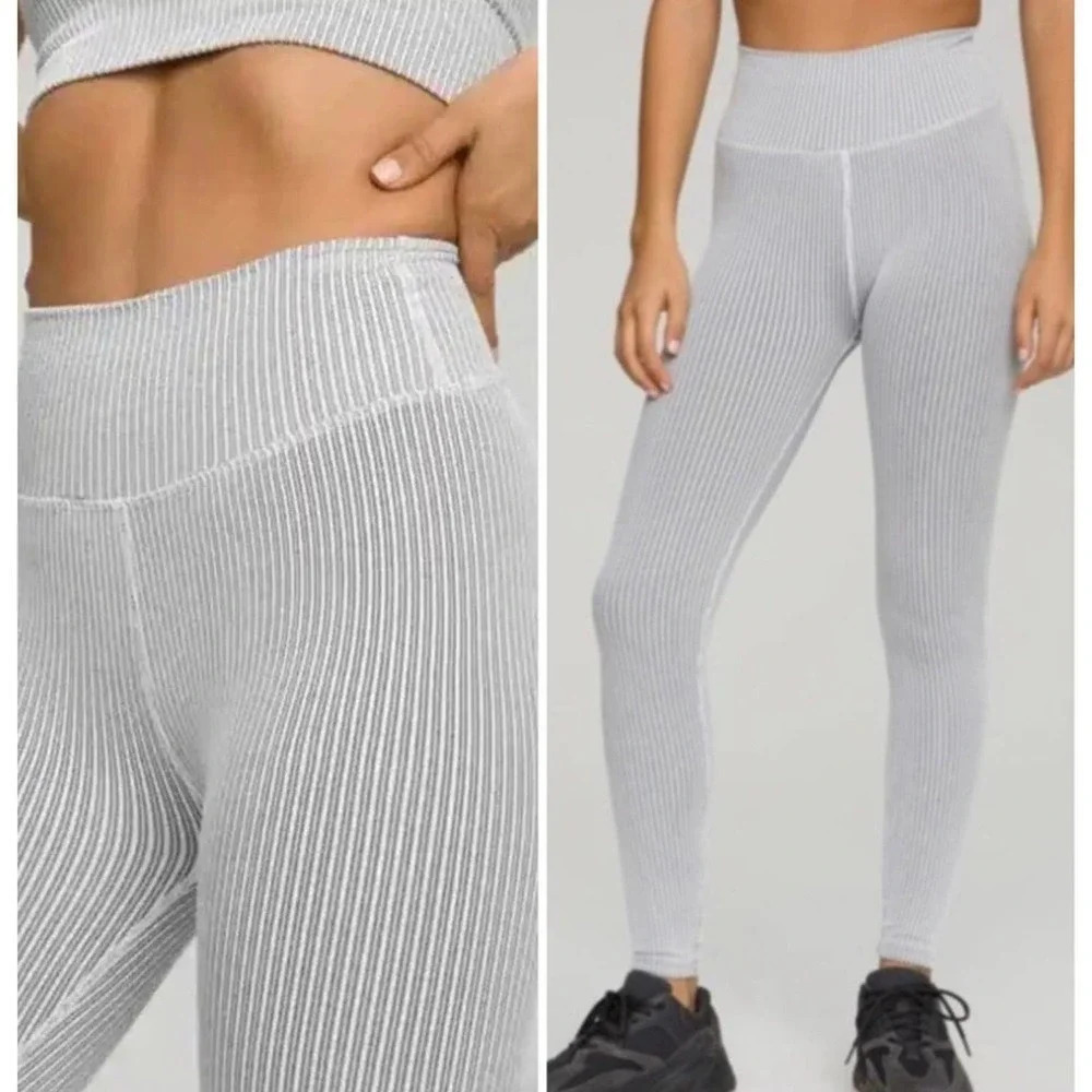 NWT Good American Women's Plus Size 2X Gray Seamless Ribbed Leggings v6x
